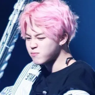 🌷 Jimin kpop, idol, cantante, pelo rosa, guiño, jimin, bts whatsapp sticker