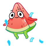 🍉 pastèque, dessin animé, fruit, nourriture, mignon, fantaisiste whatsapp sticker