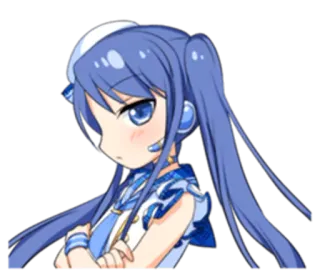 🙍 anime, girl, cute, blue, angry, pout telegram sticker