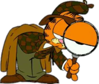 🕵 Garfield Garfield, detetive, desenho animado, gato laranja, lupa, investigação telegram sticker