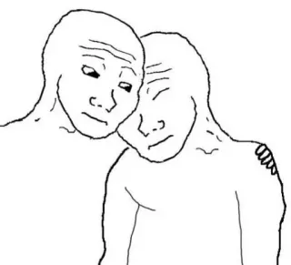 🫂 wojak, mem, smutny, przytulanie, emocje telegram sticker