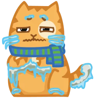 ❄ cat, frozen, scarf, sad, winter telegram sticker