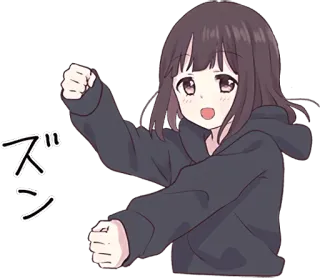 ✊ ズシン anime, girl, cute, cartoon, japanese telegram sticker