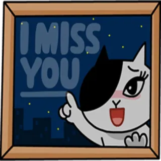 ☝ I MISS YOU gato, te echo de menos, saludo, ventana, lindo, mascota, animal whatsapp sticker