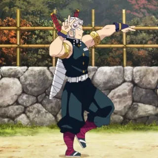 💎 Tengen Uzui Demon Slayer Tengen Uzui, Kimetsu no Yaiba, Anime, Personaje, Extravagante, Pose telegram sticker