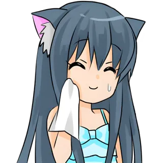 ☺️ Anime, Dziewczyna, Słodkie, Kocie uszy, Ilustracja, Kreskówka telegram sticker