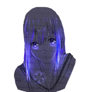 😗 Аниме, Девушка, Школьная форма, Светящиеся глаза, Сакура telegram sticker