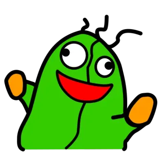 😃 Dessin animé, Vert, Personnage, Joyeux, Drôle, Amical whatsapp sticker