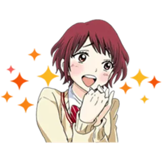 ✨ Anime, Chica, Brillos, Lindo, Uniforme escolar telegram sticker