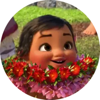 😊 Moana baby, kind, cartoon, disney, süß, blume, lei whatsapp sticker