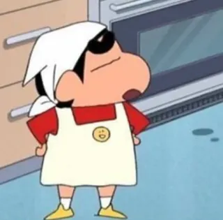 🍽 Shin-chan Nohara Crayon Shin-chan การ์ตูน, อนิเมะ, ทำอาหาร, ผ้ากันเปื้อน, เชฟ telegram sticker