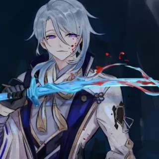 ✨ Anime, Schwert, Blut, Charakter, Kunst, Fantasy whatsapp sticker