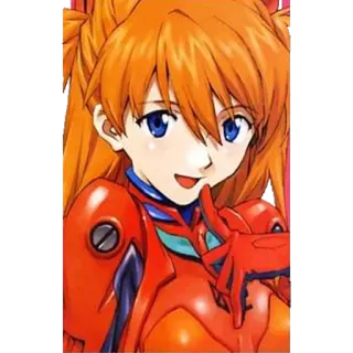 😗 Asuka Langley Soryu Neon Genesis Evangelion Anime, Personnage, cheveux orange, yeux bleus, fille, Asuka, Evangelion whatsapp sticker