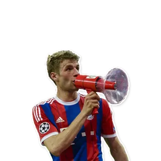 🎉 Thomas Müller soccer, football, athlete, megaphone, shout, bayern munich telegram sticker