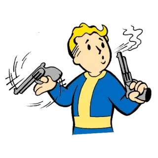 🔫 Vault Boy Fallout trò chơi điện tử, fallout, phim hoạt hình, súng, bạo lực telegram sticker