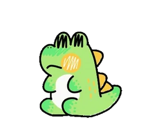 😧 dinosaurio, lindo, verde, dibujos animados, animal, kawaii whatsapp sticker