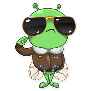 😐 inseto, mosca, piloto, óculos de sol, desenho animado, personagem, aviador, animal telegram sticker