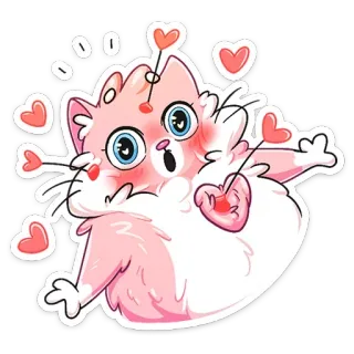 ❤️ кот, наклейка, сердце, милый, мультик, любовь whatsapp sticker