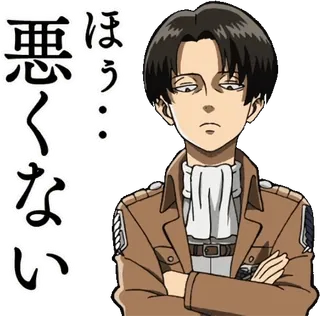 👏 Levi Ackerman Attack on Titan ほぅ…悪くない anime, character, attack on titan, levi, serious, Japanese, sticker telegram sticker