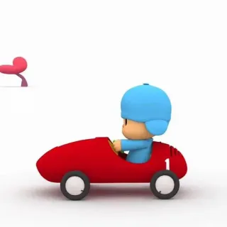 ☀️ Pocoyo мультфильм, дети, гоночная машина, машина, гонки telegram sticker