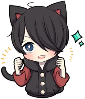 ✊ 애니메이션, 만화, 고양이 귀, 귀여운, 카와이, 치비, 디지털 아트, 팬아트 telegram sticker