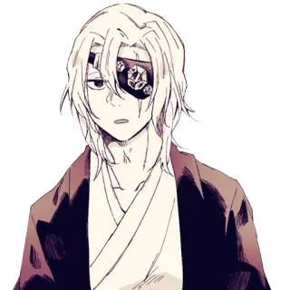 💎 Anime, Manga, Personaggio, Benda sull'occhio, Capelli bianchi telegram sticker