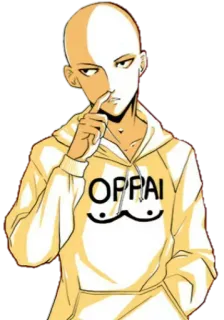 😧 Saitama One-Punch Man OPPAI Сайтама, Ванпанчмен, Аниме, Манга, Oppai, Пародия, Юмор, Фанарт telegram sticker