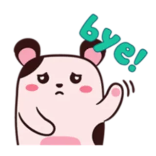 🤚 bye! au revoir, mignon, animal, dessin animé, salut, adieu whatsapp sticker