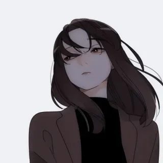 🖤 ragazza anime, capelli castani, donna, ritratto, cartone animato, personaggio telegram sticker