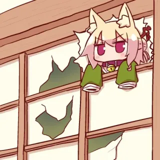 😐 Anime, Manga, Chat, Fenêtre, Dessin animé telegram sticker