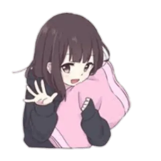 😀 Anime, Chica, Linda, Kawaii, Almohada, Dibujos animados whatsapp sticker