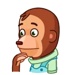 😲 monkey, thinking, animal, cartoon, cute telegram sticker