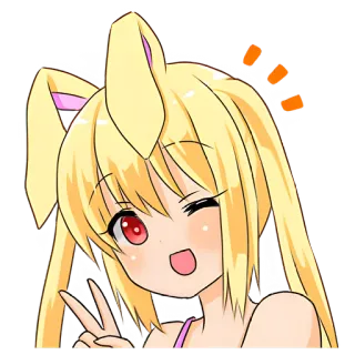 ✌️ Anime, Ragazza, Occhiolino, Segno di pace, Carina, Cartone animato telegram sticker