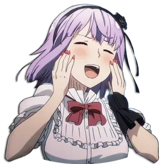 ☺️ anime, girl, happy, purple hair, cute, smiling whatsapp sticker