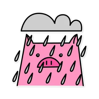 😳 милый, дождь, розовый, облако, мультфильм, наклейка telegram sticker