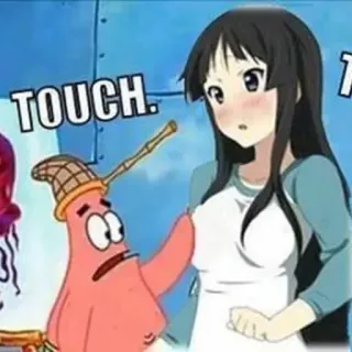 🗿 Patrick Star Spongebob Squarepants TOUCH. Anime, Kreskówka, Śmieszne, Żart telegram sticker
