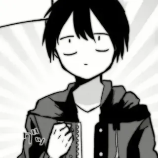 🗞 グ Anime, Mangá, Personagem, Garoto, Preto e branco, Retrato telegram sticker