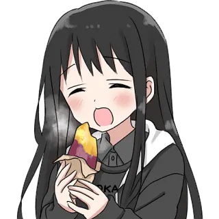 😋 Ragazza anime, Mangiare, Patata dolce, Cartone animato, Kawaii telegram sticker