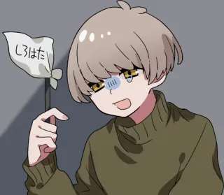 🏳️ しゅはた anime, buồn, xin lỗi, cờ telegram sticker