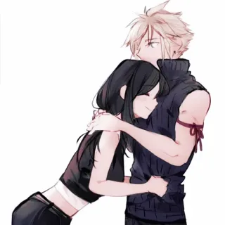 🥢 anime, hug, affection, couple, romance, cartoon, love, friendship telegram sticker