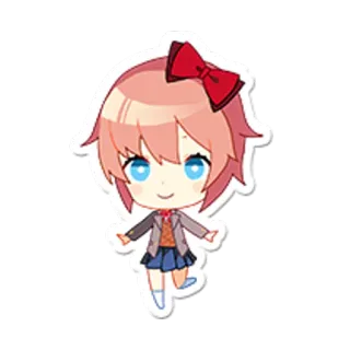 😙 Sayori Doki Doki Literature Club! Anime, Leuk, Chibi, Schoolmeisje, Spel telegram sticker