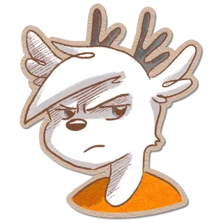 😤 олень, злой, мультфильм, рога, животное, белый, оранжевый telegram sticker