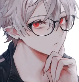 🤍 anime, glasses, character, portrait, fantasy, elf, monster whatsapp sticker