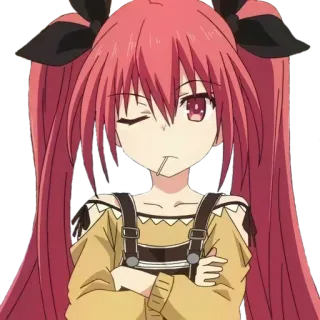 🤨 Anime, Ragazza, Cartone animato, Personaggio, Capelli rossi, Codini telegram sticker