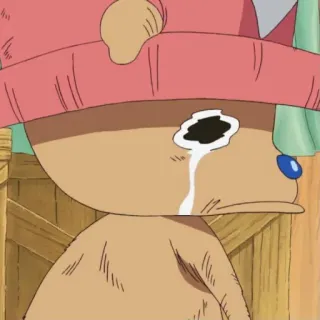 😿 Tony Tony Chopper One Piece Anime, Dessin animé, Renne, Qui pleure, Triste telegram sticker