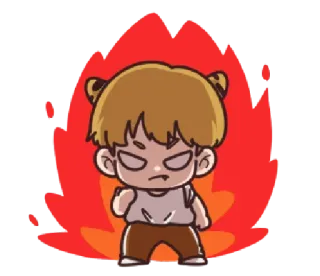 🔥 angry, fire, cartoon, character, illustration telegram sticker