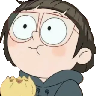 😋 卡通, 人物, 吃, 可爱, 眼镜, 动画 telegram sticker