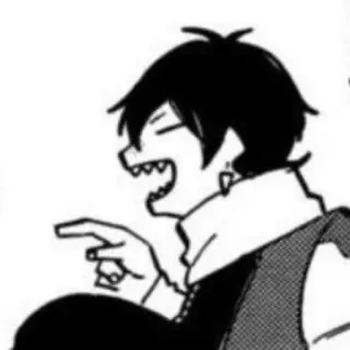 🛹 Anime, Manga, Señalando, Personaje, Dibujos animados, Escala de grises telegram sticker