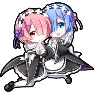 😍 Rem and Ram Anime, Chibi, Mignon, Jumeaux, Servante telegram sticker