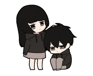 ❤️ Chibi, Paar, Traurig, Cartoon, Anime, Emotionen whatsapp sticker